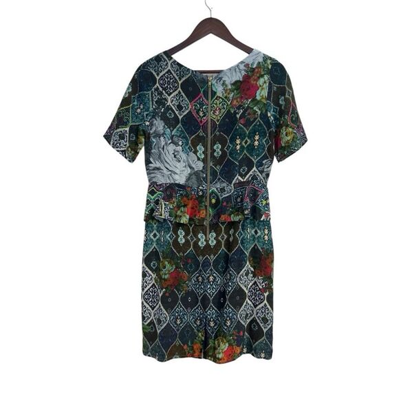 HEMANT & NANDITA Multicolor Patchwork Mini Peplum Dress, Size 8 - Picture 9 of 13